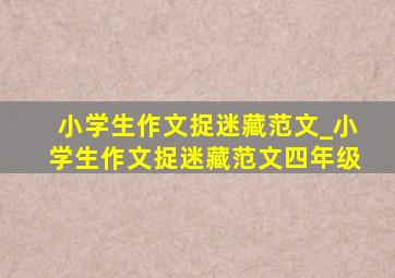 小学生作文捉迷藏范文_小学生作文捉迷藏范文四年级