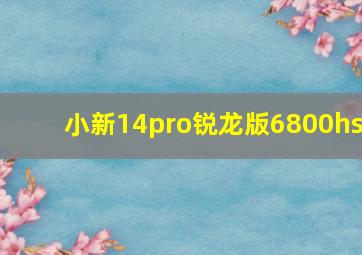 小新14pro锐龙版6800hs