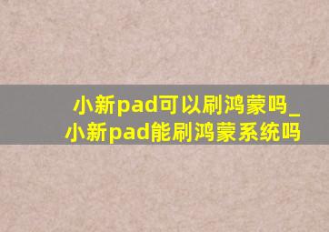 小新pad可以刷鸿蒙吗_小新pad能刷鸿蒙系统吗