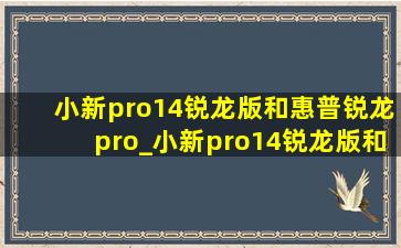 小新pro14锐龙版和惠普锐龙pro_小新pro14锐龙版和惠普星14pro