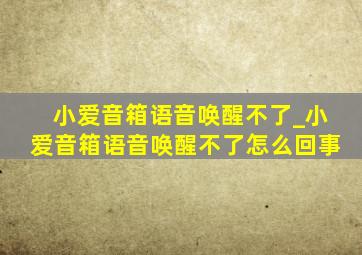 小爱音箱语音唤醒不了_小爱音箱语音唤醒不了怎么回事