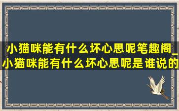 小猫咪能有什么坏心思呢笔趣阁_小猫咪能有什么坏心思呢是谁说的