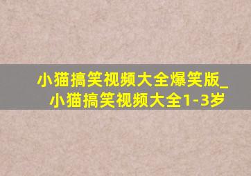 小猫搞笑视频大全爆笑版_小猫搞笑视频大全1-3岁