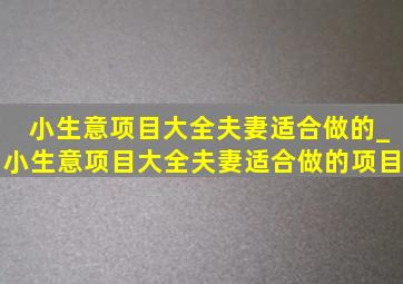 小生意项目大全夫妻适合做的_小生意项目大全夫妻适合做的项目