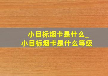 小目标烟卡是什么_小目标烟卡是什么等级