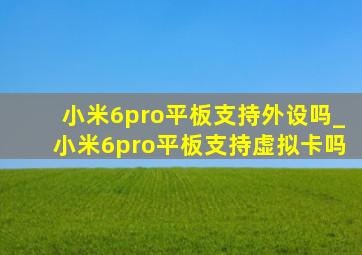 小米6pro平板支持外设吗_小米6pro平板支持虚拟卡吗