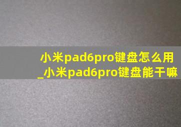 小米pad6pro键盘怎么用_小米pad6pro键盘能干嘛