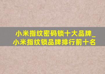 小米指纹密码锁十大品牌_小米指纹锁品牌排行前十名