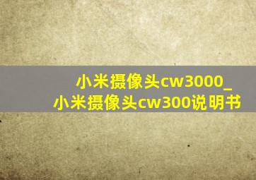 小米摄像头cw3000_小米摄像头cw300说明书