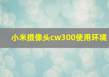 小米摄像头cw300使用环境