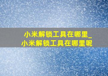 小米解锁工具在哪里_小米解锁工具在哪里呢