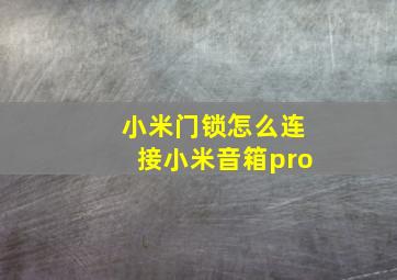 小米门锁怎么连接小米音箱pro