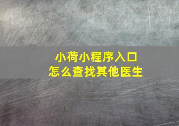 小荷小程序入口怎么查找其他医生