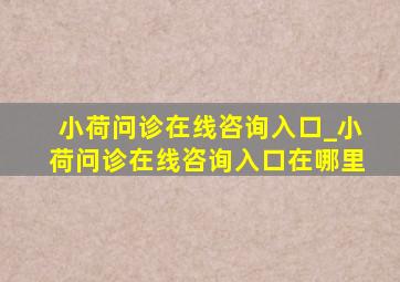 小荷问诊在线咨询入口_小荷问诊在线咨询入口在哪里