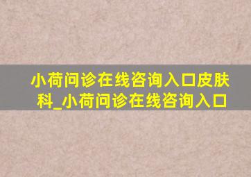 小荷问诊在线咨询入口皮肤科_小荷问诊在线咨询入口