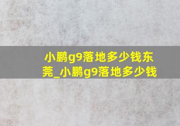 小鹏g9落地多少钱东莞_小鹏g9落地多少钱