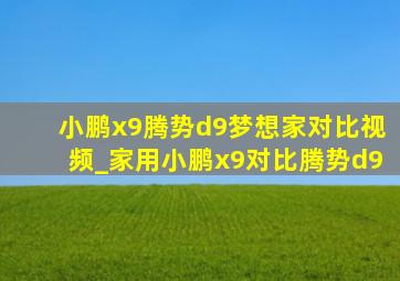 小鹏x9腾势d9梦想家对比视频_家用小鹏x9对比腾势d9