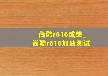 尚酷r616成绩_尚酷r616加速测试