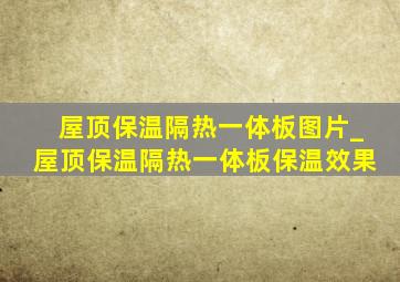 屋顶保温隔热一体板图片_屋顶保温隔热一体板保温效果