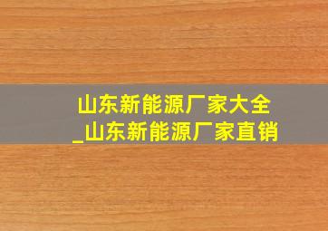 山东新能源厂家大全_山东新能源厂家直销