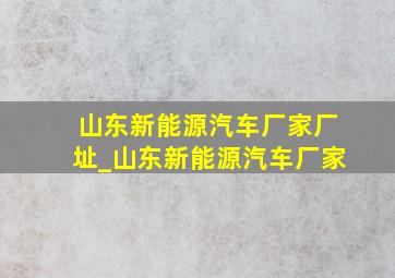 山东新能源汽车厂家厂址_山东新能源汽车厂家