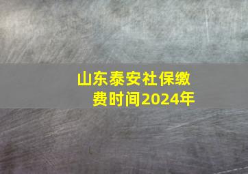 山东泰安社保缴费时间2024年