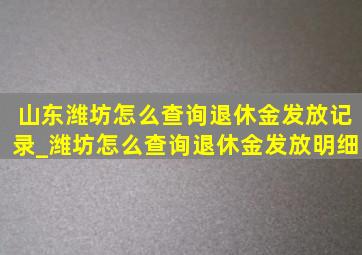 山东潍坊怎么查询退休金发放记录_潍坊怎么查询退休金发放明细