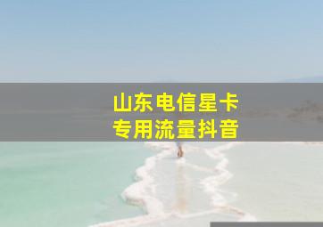 山东电信星卡专用流量抖音