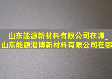 山东能源新材料有限公司在哪_山东能源淄博新材料有限公司在哪