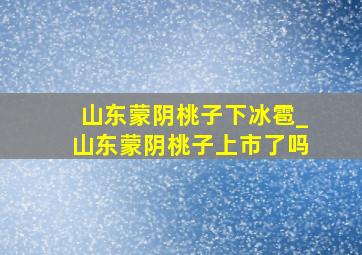 山东蒙阴桃子下冰雹_山东蒙阴桃子上市了吗