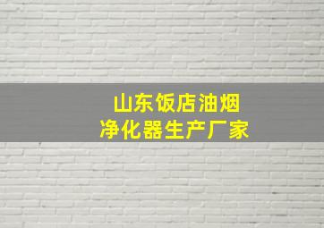 山东饭店油烟净化器生产厂家