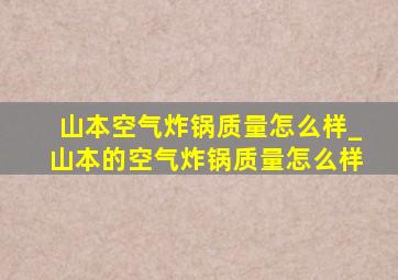 山本空气炸锅质量怎么样_山本的空气炸锅质量怎么样