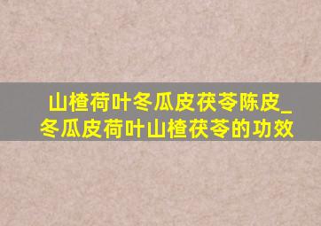 山楂荷叶冬瓜皮茯苓陈皮_冬瓜皮荷叶山楂茯苓的功效