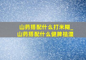 山药搭配什么打米糊_山药搭配什么健脾祛湿