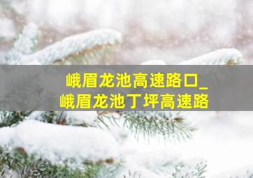 峨眉龙池高速路口_峨眉龙池丁坪高速路