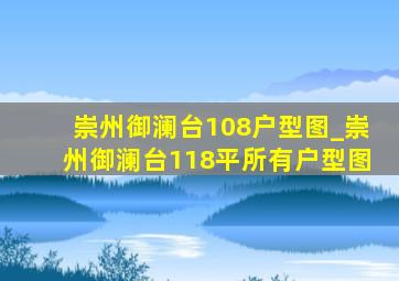 崇州御澜台108户型图_崇州御澜台118平所有户型图