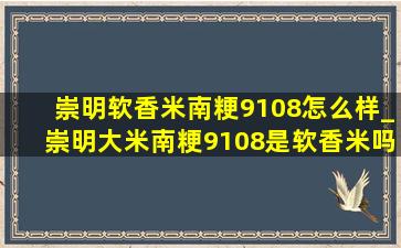 崇明软香米南粳9108怎么样_崇明大米南粳9108是软香米吗