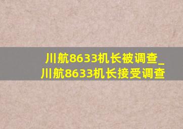 川航8633机长被调查_川航8633机长接受调查