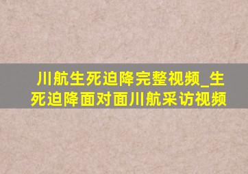 川航生死迫降完整视频_生死迫降面对面川航采访视频