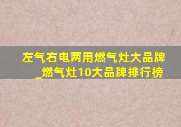 左气右电两用燃气灶大品牌_燃气灶10大品牌排行榜