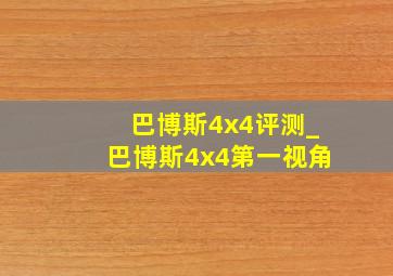 巴博斯4x4评测_巴博斯4x4第一视角