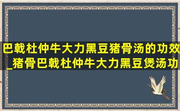 巴戟杜仲牛大力黑豆猪骨汤的功效_猪骨巴戟杜仲牛大力黑豆煲汤功效