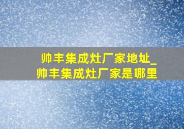 帅丰集成灶厂家地址_帅丰集成灶厂家是哪里