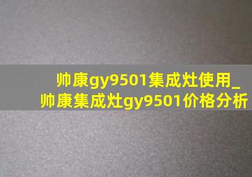 帅康gy9501集成灶使用_帅康集成灶gy9501价格分析