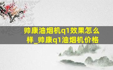 帅康油烟机q1效果怎么样_帅康q1油烟机价格