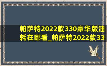 帕萨特2022款330豪华版油耗在哪看_帕萨特2022款330豪华版油耗