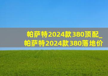 帕萨特2024款380顶配_帕萨特2024款380落地价