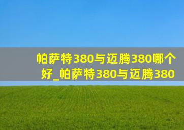 帕萨特380与迈腾380哪个好_帕萨特380与迈腾380