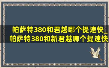 帕萨特380和君越哪个提速快_帕萨特380和新君越哪个提速快