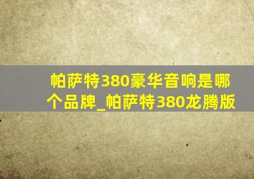 帕萨特380豪华音响是哪个品牌_帕萨特380龙腾版